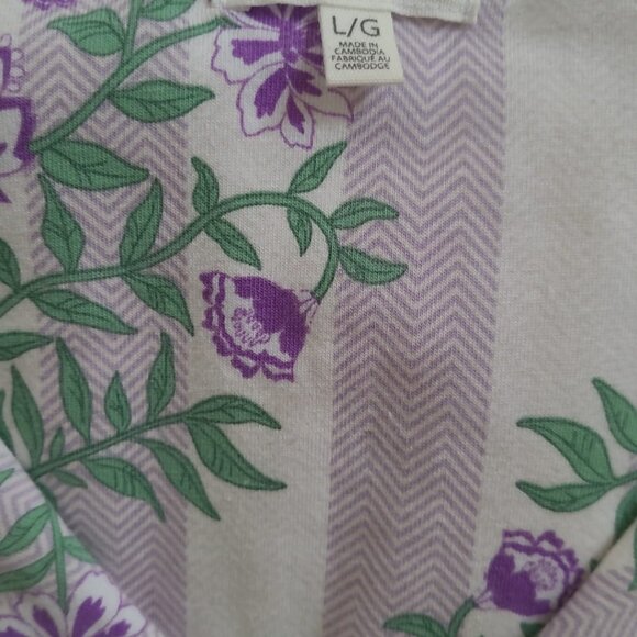 Bed Head Women’s White & Purple Floral Pyjama Set: 2 Piece / Size L - Picture 2 of 3